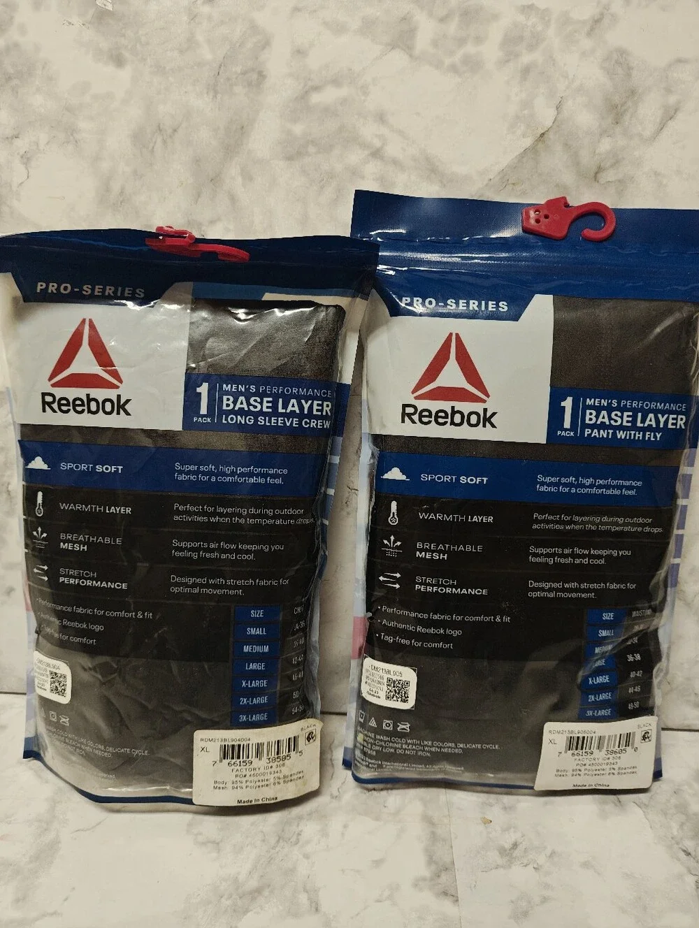 SET - Mens Reebok Black Base Layer Shirt & Pant (Both Size XL) NIB